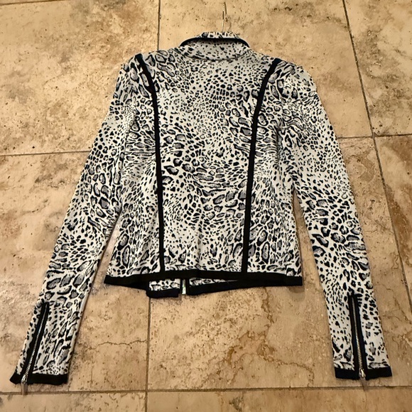 Cache snow leopard asymmetrical vintage NWOT Leopard Black And White Sz S Jacket - Picture 5 of 6